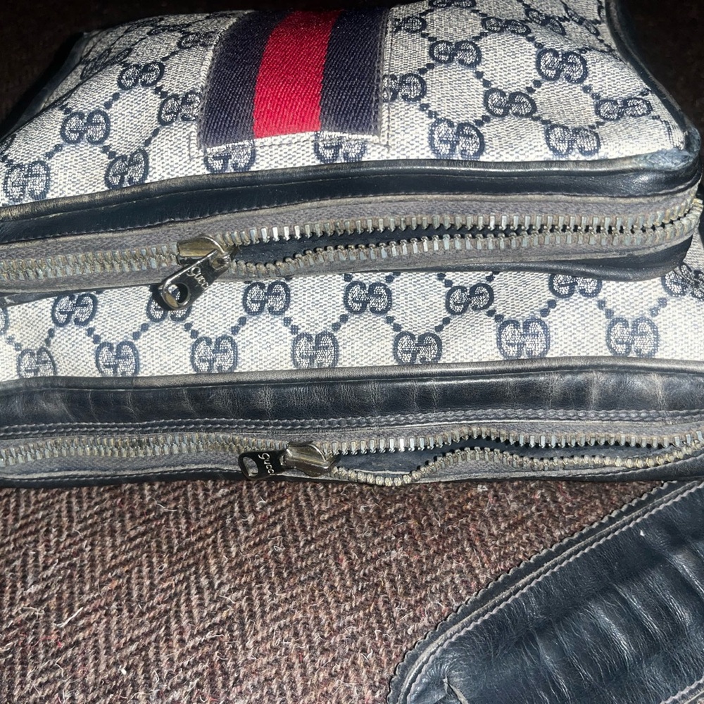 Gucci Monogram Crossbody Bag with Red and Navy Web Stripe - Picture 4 of 15